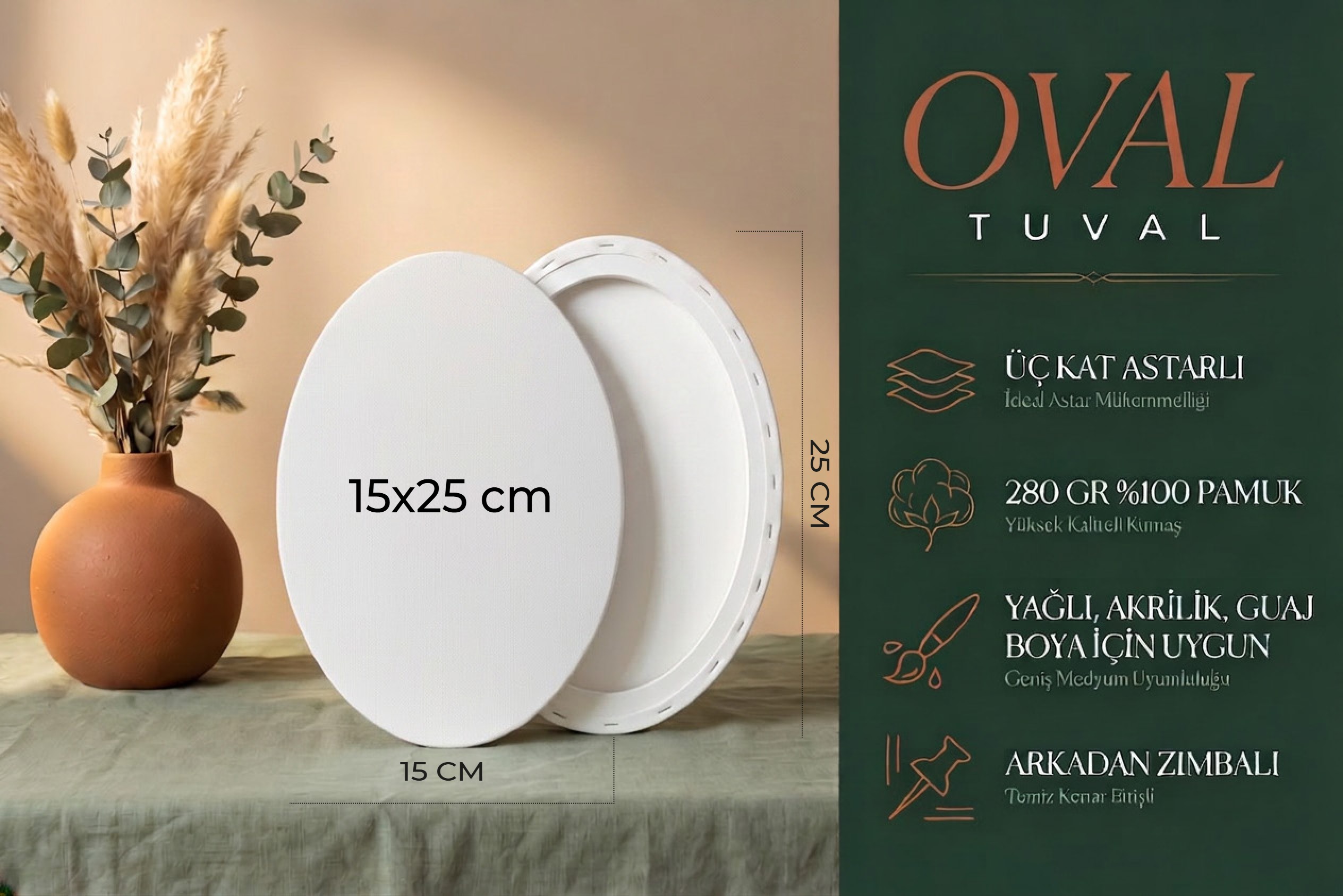 15x25cmovaltuval 15x25cm Oval Tuval - Görsel 1