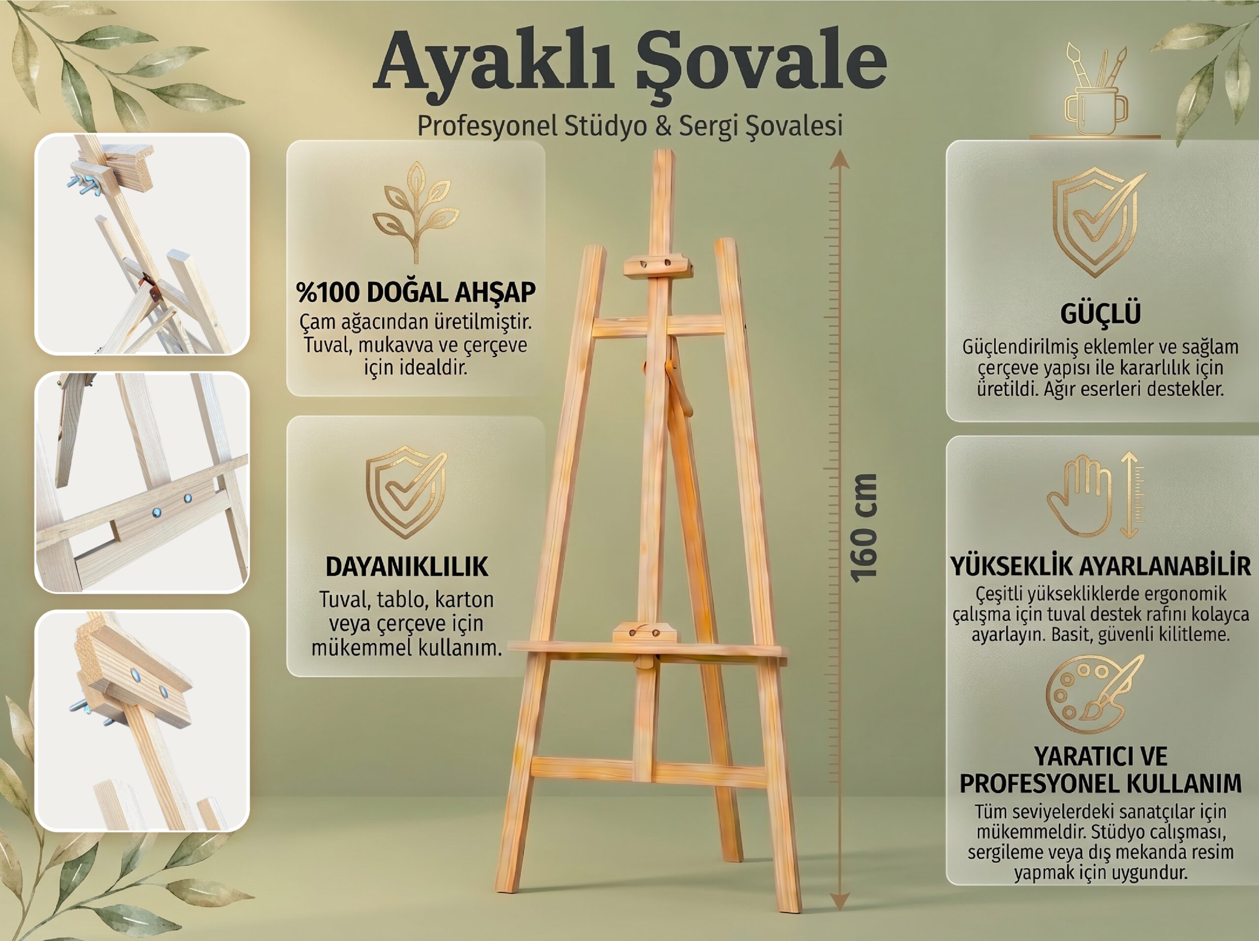 160cmahsapsovale 160cm Ahşap Şovale - Görsel 1