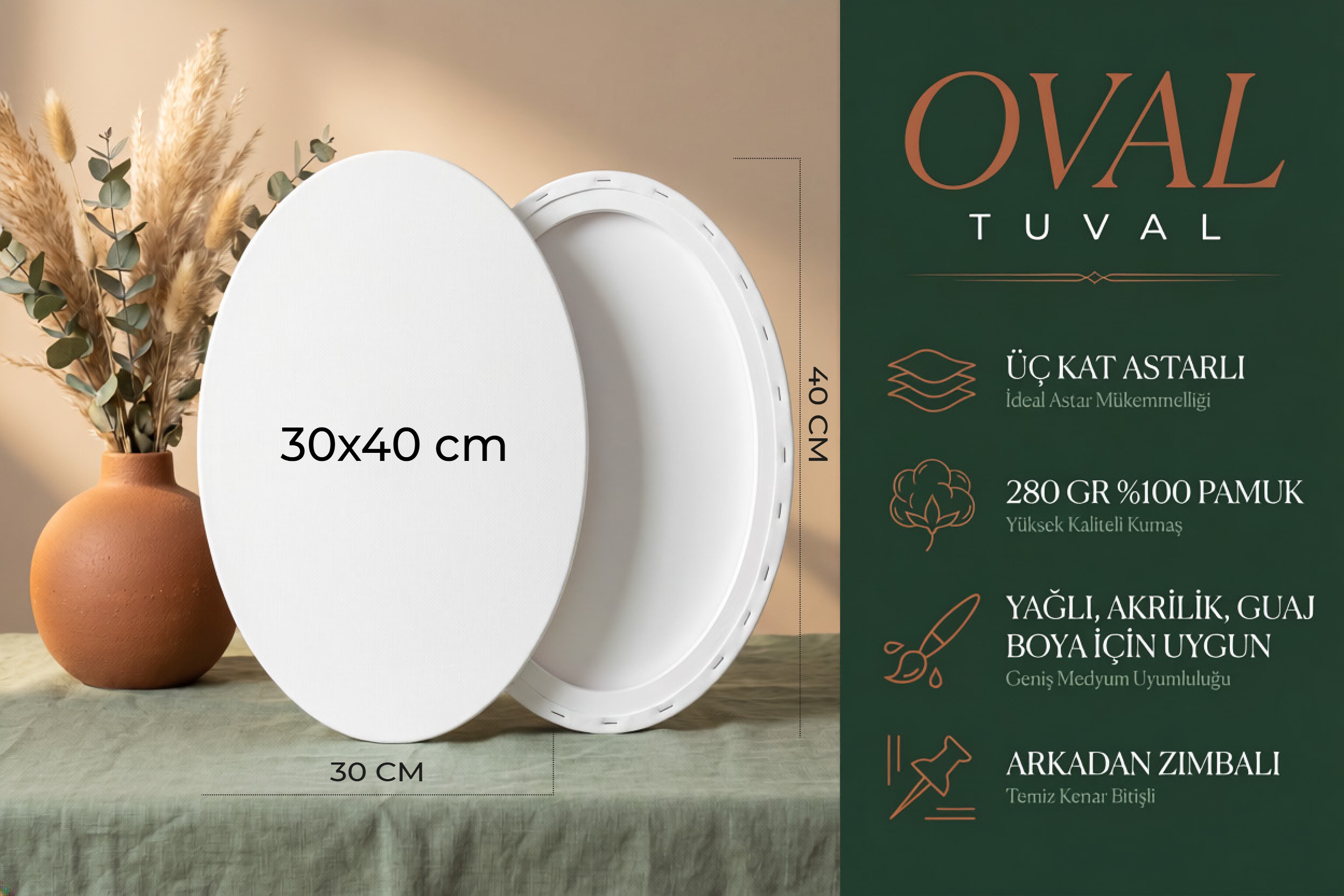 30x40cmovaltuval 30x40cm Oval Tuval - Görsel 1