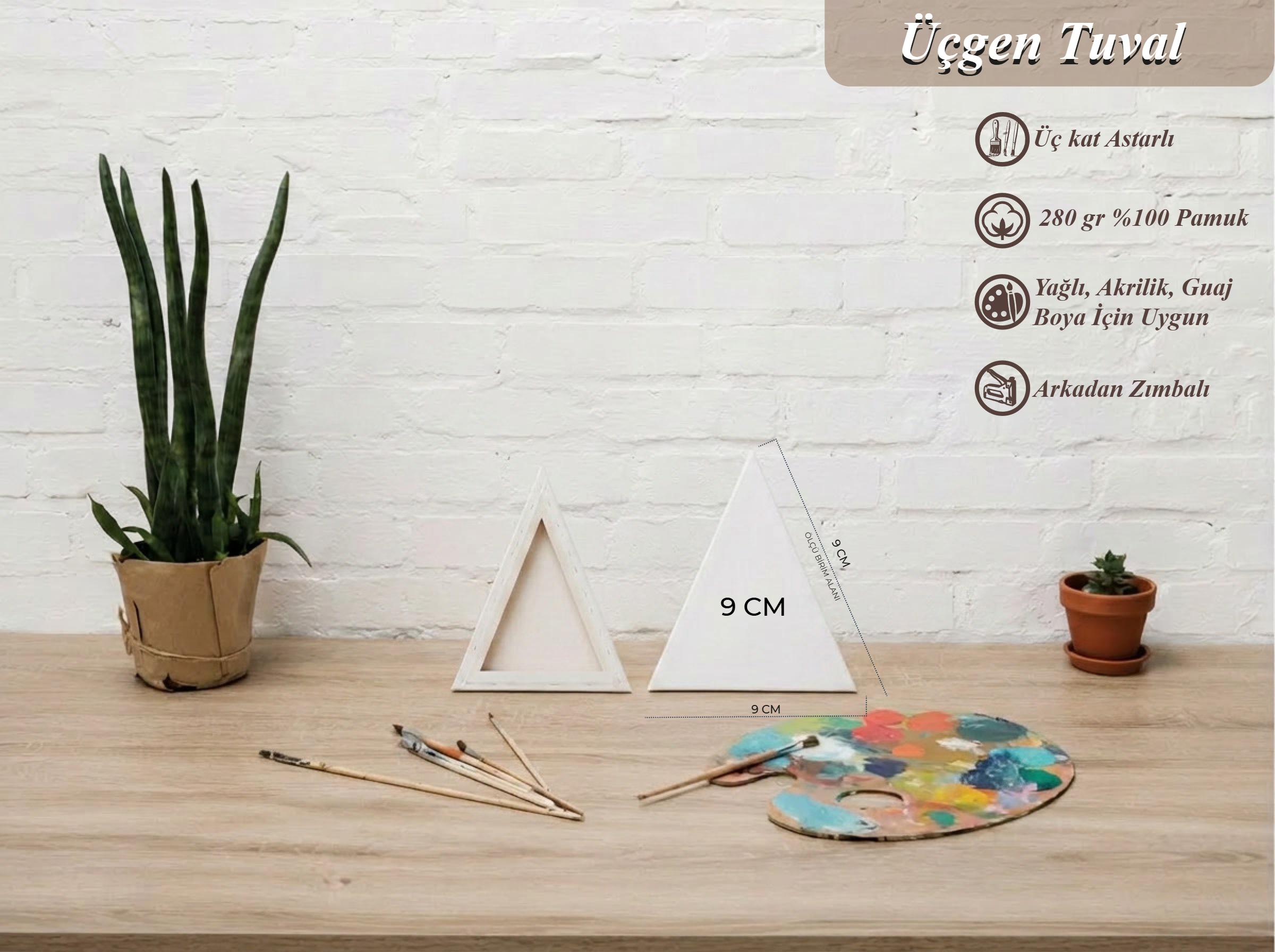 9cmucgentuval 9cm Üçgen Tuval - Görsel 1